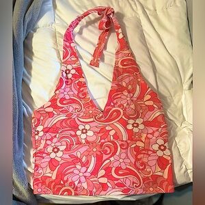 Hollister Floral Crop Halter Top